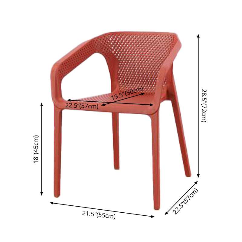 Contemporary Style Dining Room Plastic Arm Chair Multicolor Stacking Dining Chair