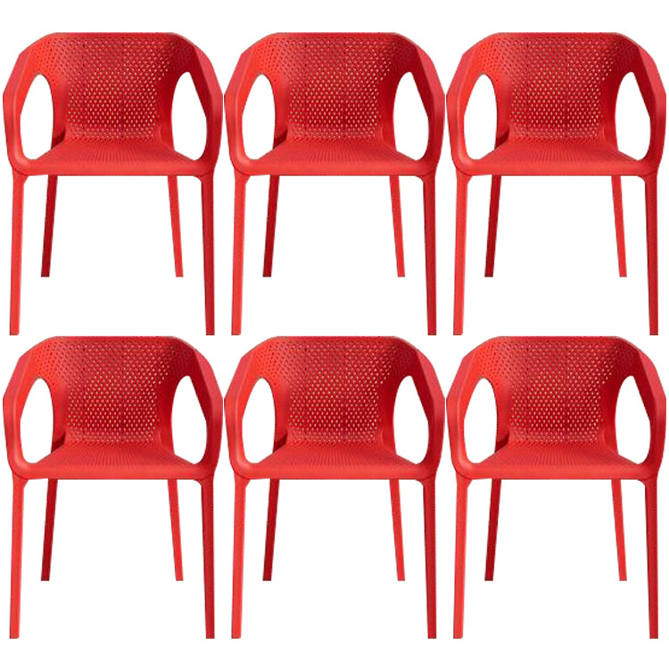 Contemporary Style Dining Room Plastic Arm Chair Multicolor Stacking Dining Chair