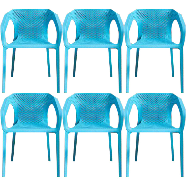 Contemporary Style Dining Room Plastic Arm Chair Multicolor Stacking Dining Chair