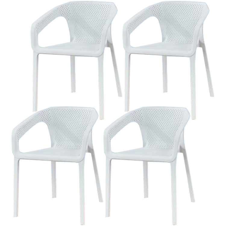 Contemporary Style Dining Room Plastic Arm Chair Multicolor Stacking Dining Chair