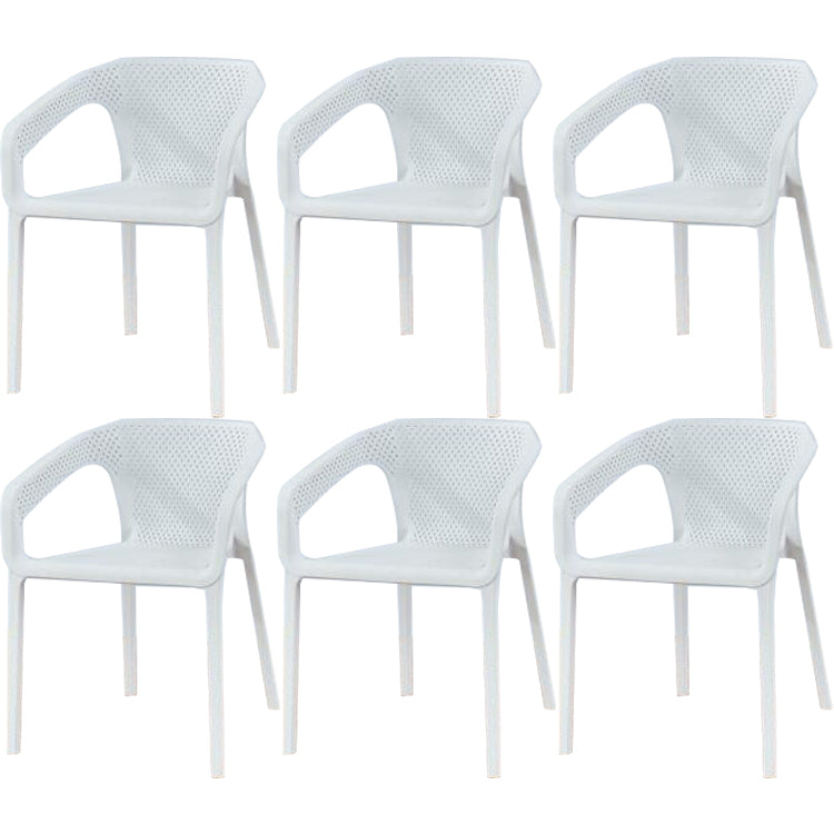 Contemporary Style Dining Room Plastic Arm Chair Multicolor Stacking Dining Chair