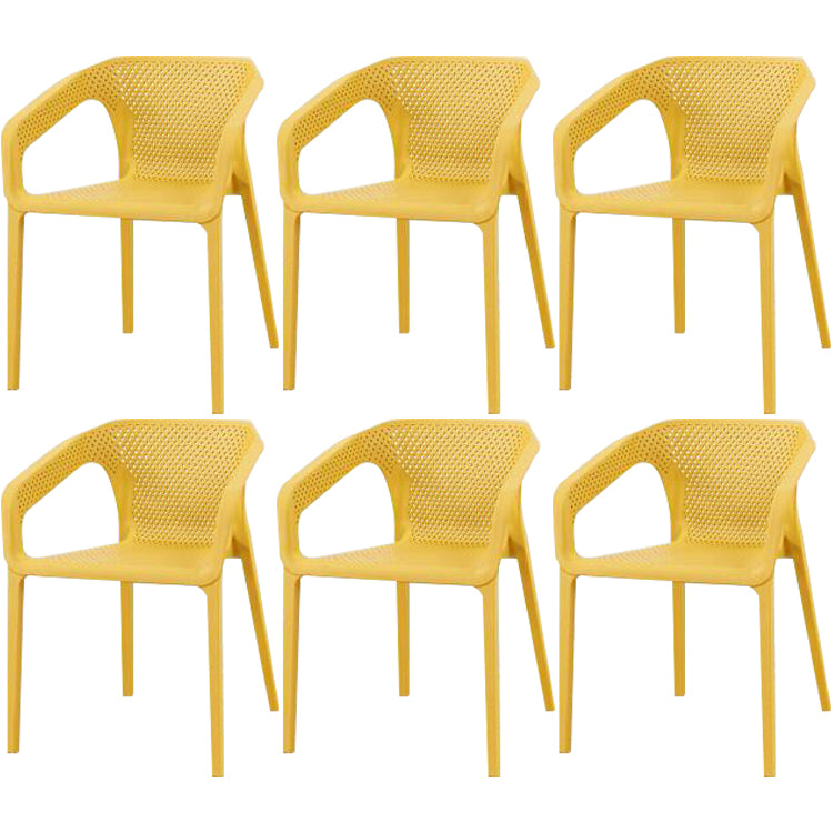 Contemporary Style Dining Room Plastic Arm Chair Multicolor Stacking Dining Chair