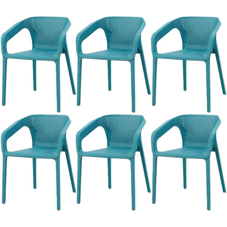 Contemporary Style Dining Room Plastic Arm Chair Multicolor Stacking Dining Chair