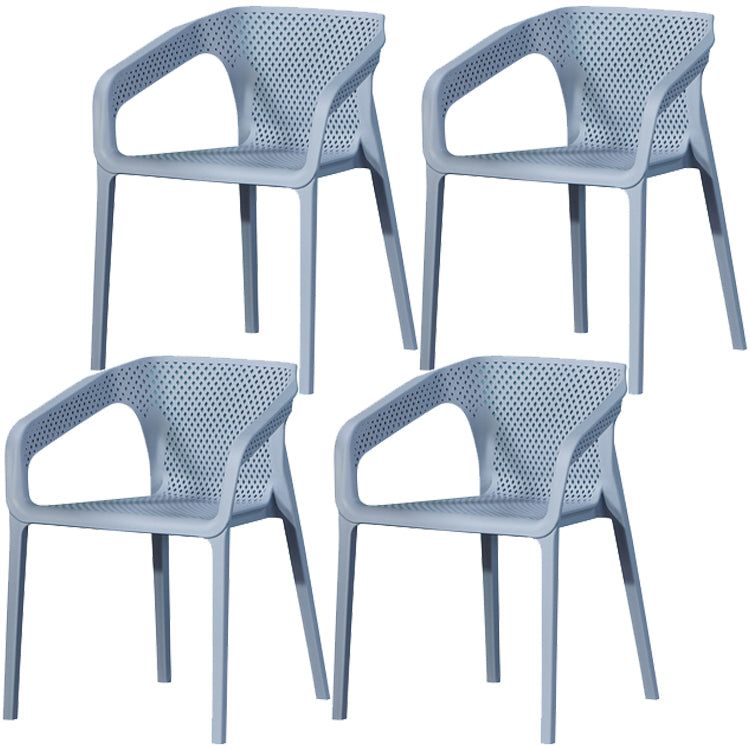 Contemporary Style Dining Room Plastic Arm Chair Multicolor Stacking Dining Chair