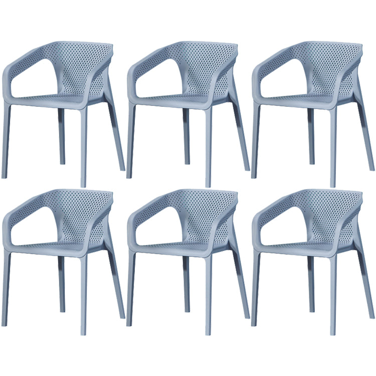 Contemporary Style Dining Room Plastic Arm Chair Multicolor Stacking Dining Chair