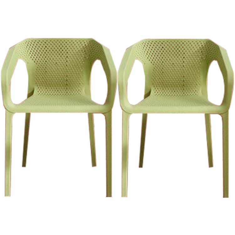 Contemporary Style Dining Room Plastic Arm Chair Multicolor Stacking Dining Chair