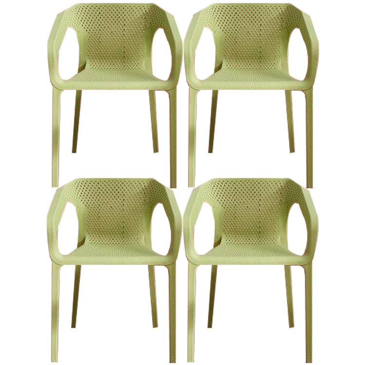 Contemporary Style Dining Room Plastic Arm Chair Multicolor Stacking Dining Chair