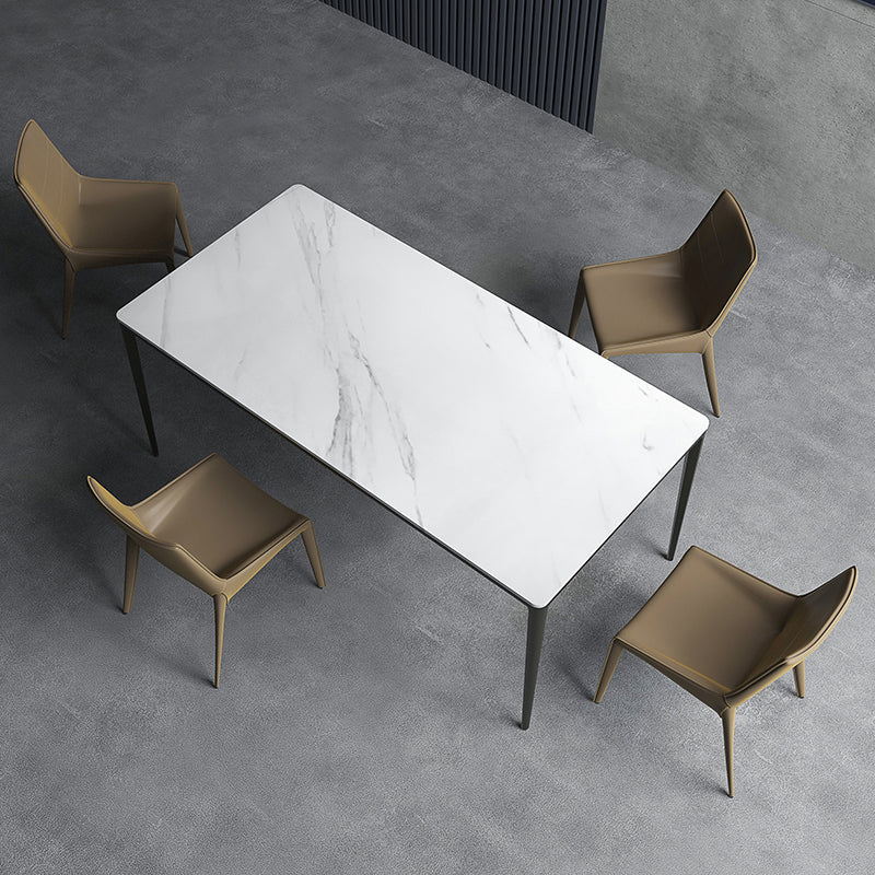 Chaise de salle à manger contemporaine en simili cuir, finition mate, dossier solide