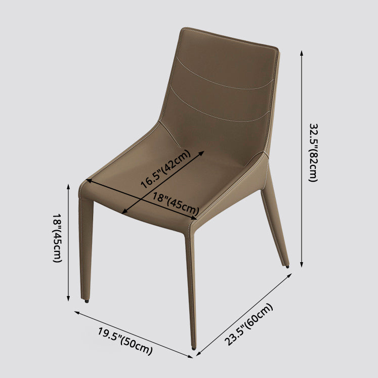 Chaise de salle à manger contemporaine en simili cuir, finition mate, dossier solide