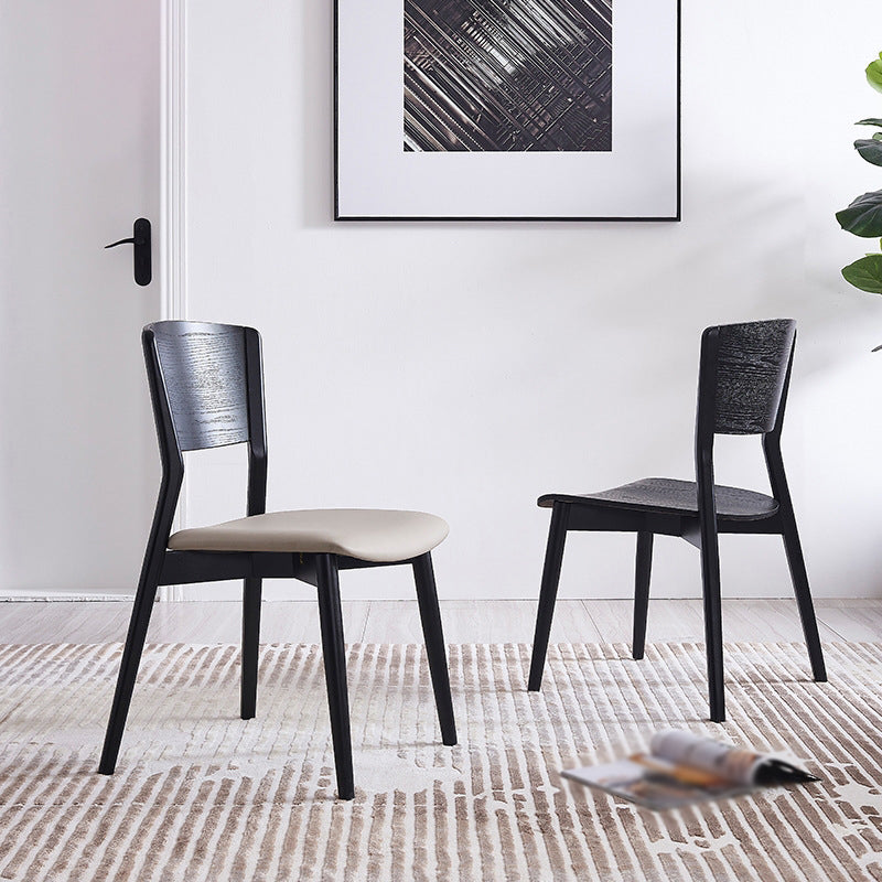 Modern Style Solid Wood Side Chair Matte Finish Open Back Dining Chair