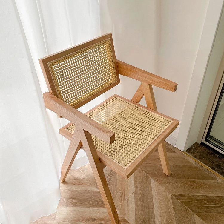 Contemporary Solid Wood Dining Room Chair Set Open Back Dining Arm Chair
