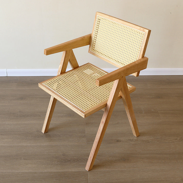Contemporary Solid Wood Dining Room Chair Set Open Back Dining Arm Chair