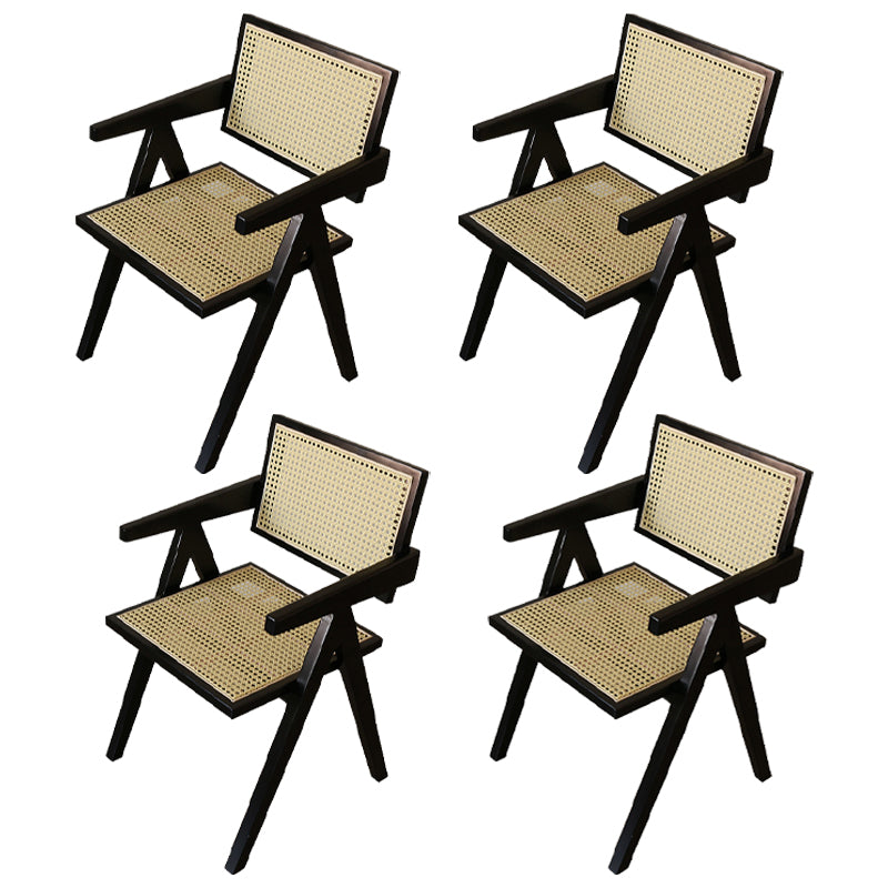 Contemporary Solid Wood Dining Room Chair Set Open Back Dining Arm Chair
