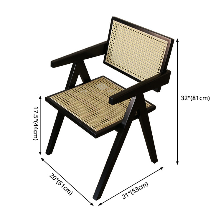 Contemporary Solid Wood Dining Room Chair Set Open Back Dining Arm Chair