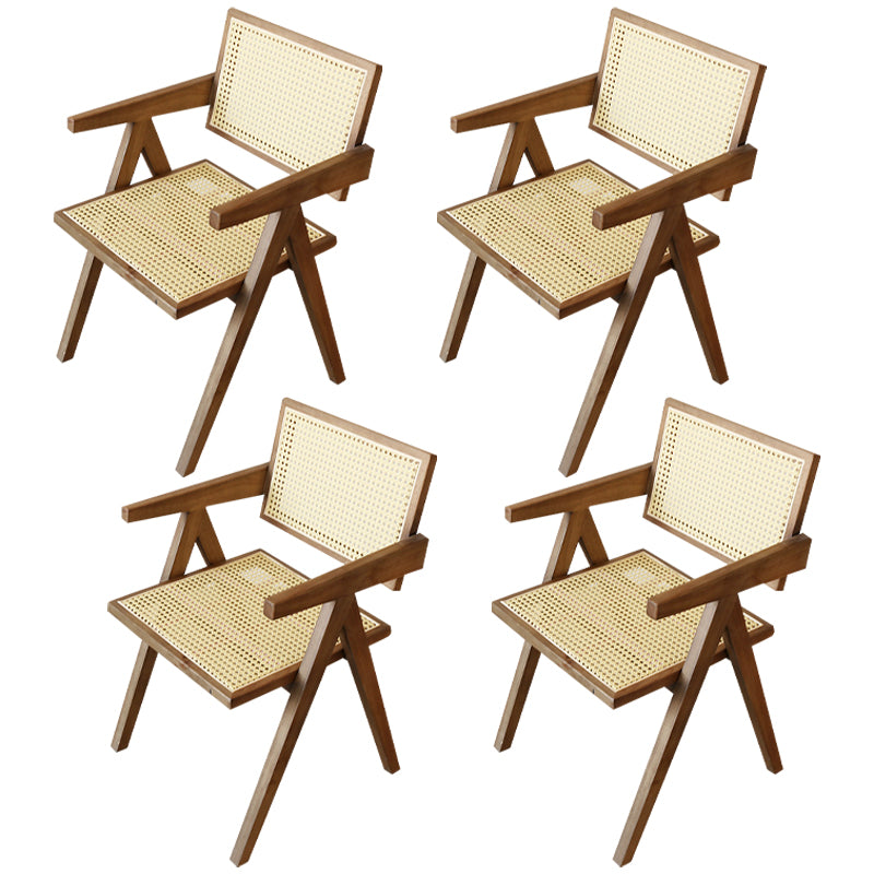 Contemporary Solid Wood Dining Room Chair Set Open Back Dining Arm Chair