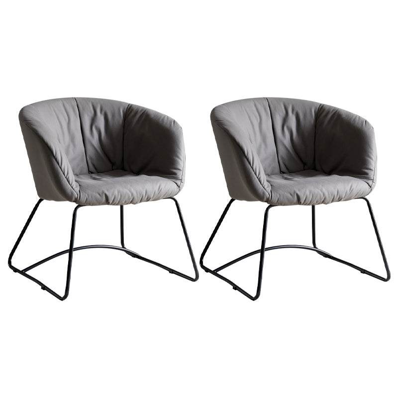 Modern Black Solid Back Dining Arm Chair Metal Kitchen Dining Arm Chair