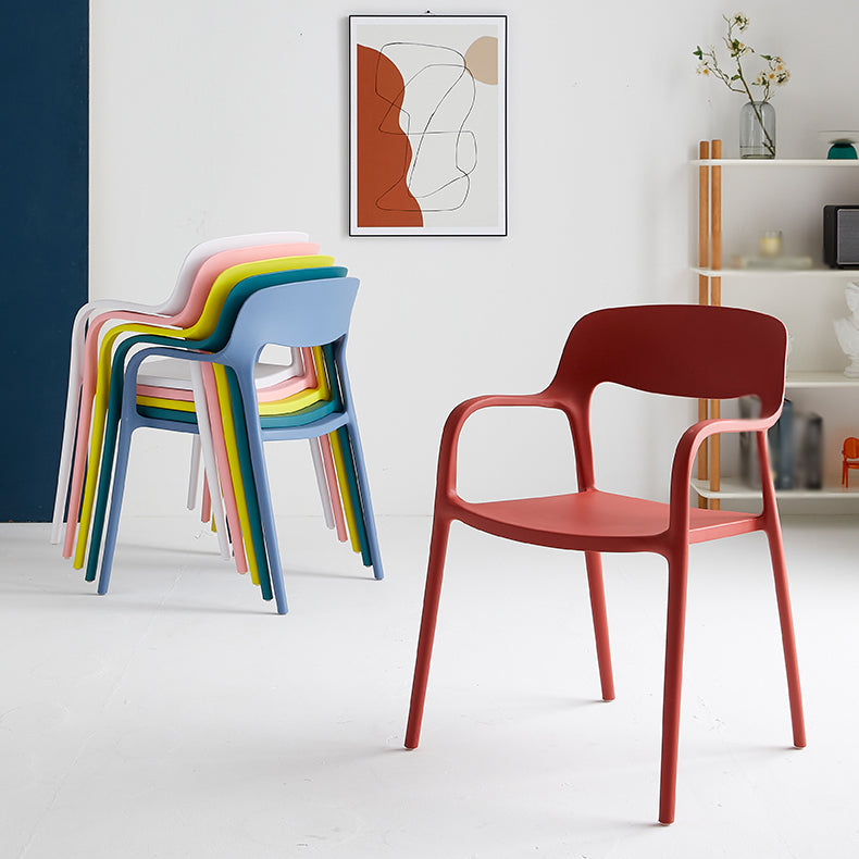 Plastic Stackable Dining Chair Contemporary Design Multicolor Arm Chair