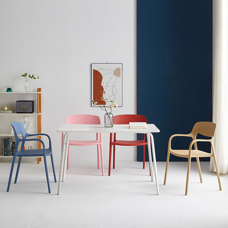 Plastic Stackable Dining Chair Contemporary Design Multicolor Arm Chair