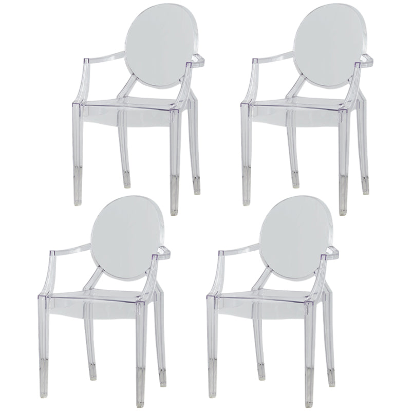 Chaise de salle à manger contemporaine en plastique, chaise latérale à dossier ouvert avec 4 pieds pour usage domestique