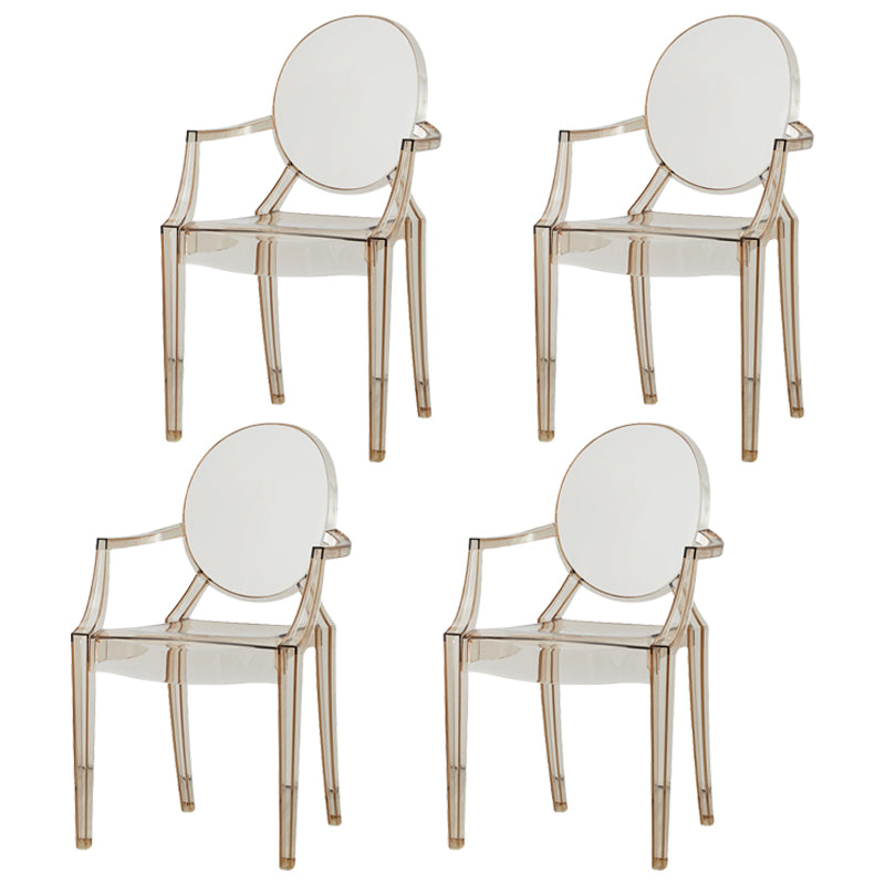 Chaise de salle à manger contemporaine en plastique, chaise latérale à dossier ouvert avec 4 pieds pour usage domestique