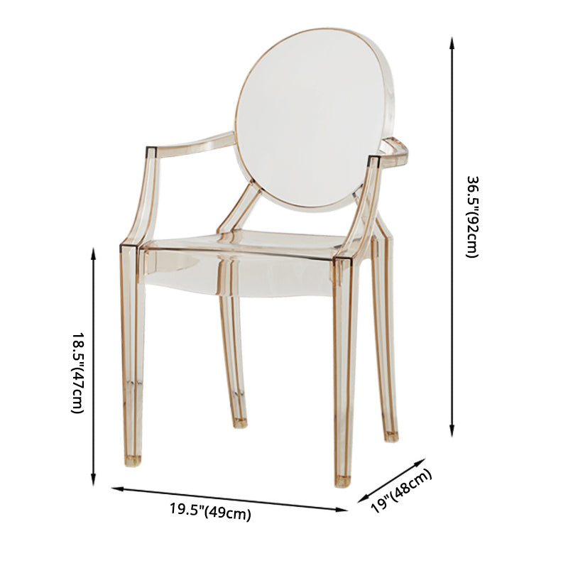 Chaise de salle à manger contemporaine en plastique, chaise latérale à dossier ouvert avec 4 pieds pour usage domestique
