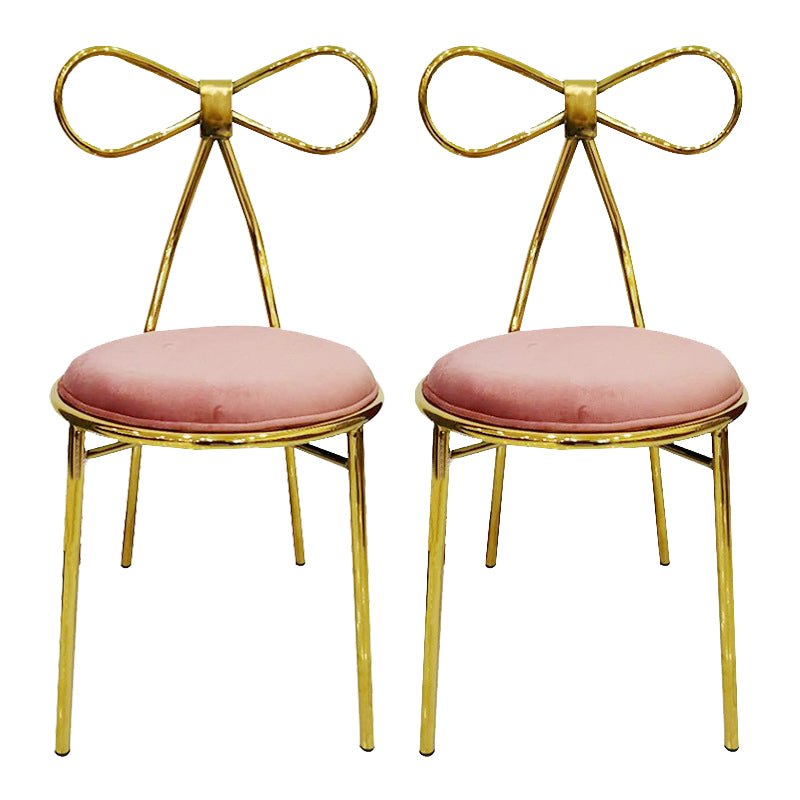 Chaise d'appoint en métal de style Glam, chaise de salle à manger à dossier ouvert avec pieds dorés pour un usage domestique