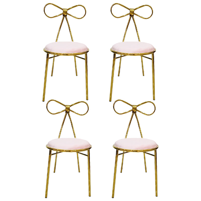 Chaise d'appoint en métal de style Glam, chaise de salle à manger à dossier ouvert avec pieds dorés pour un usage domestique
