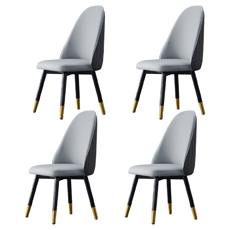 Nordic Glam Style Leather Dining Chair Parsons Chair with Wooden Legs for Kitchen