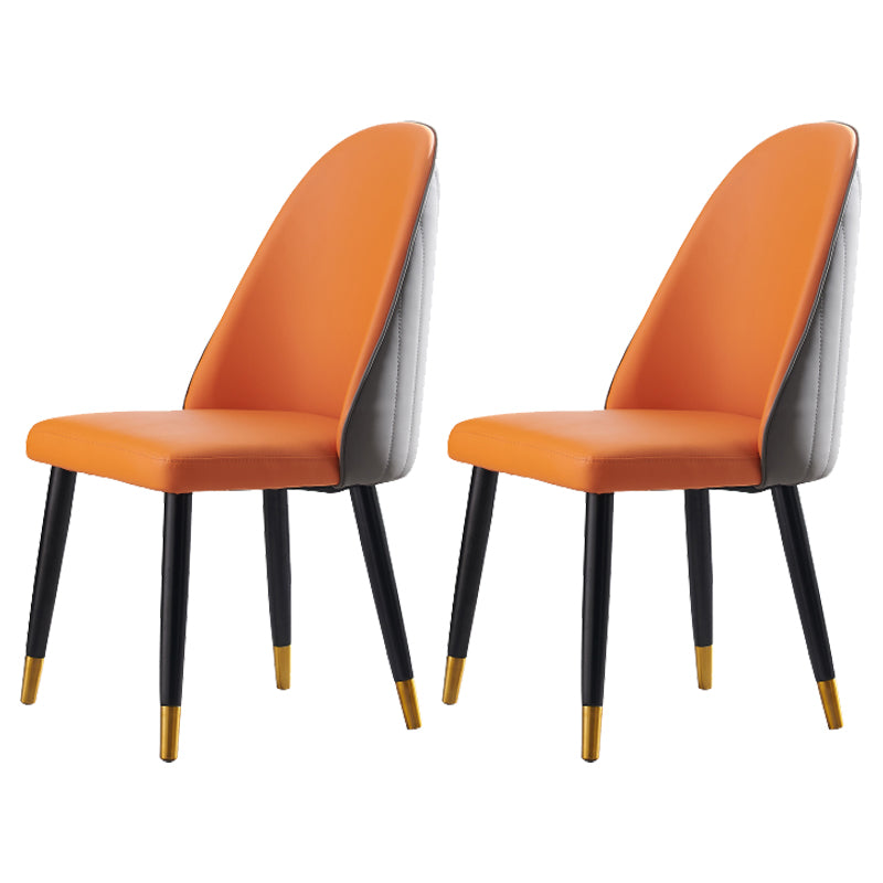 Nordic Glam Style Leather Dining Chair Parsons Chair with Wooden Legs for Kitchen