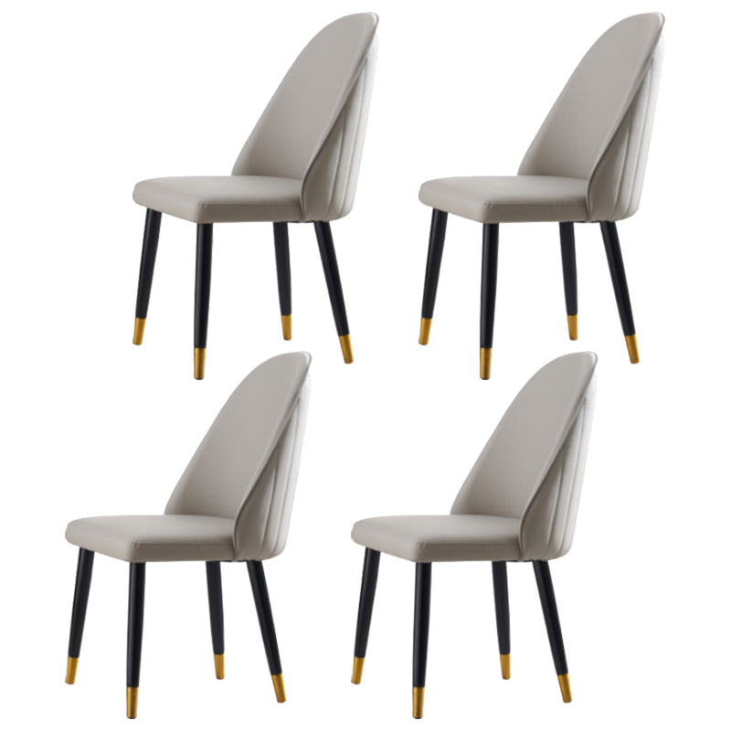 Nordic Glam Style Leather Dining Chair Parsons Chair with Wooden Legs for Kitchen