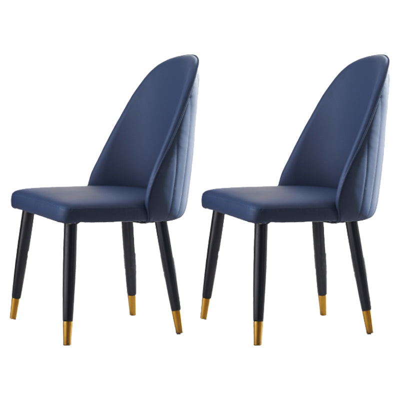 Nordic Glam Style Leather Dining Chair Parsons Chair with Wooden Legs for Kitchen