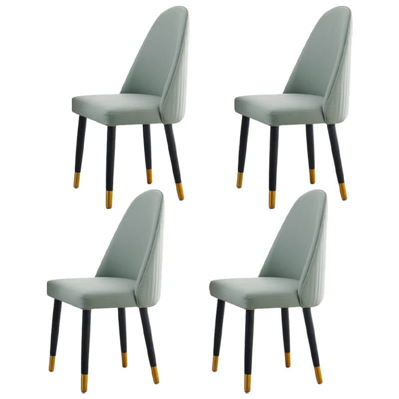 Nordic Glam Style Leather Dining Chair Parsons Chair with Wooden Legs for Kitchen
