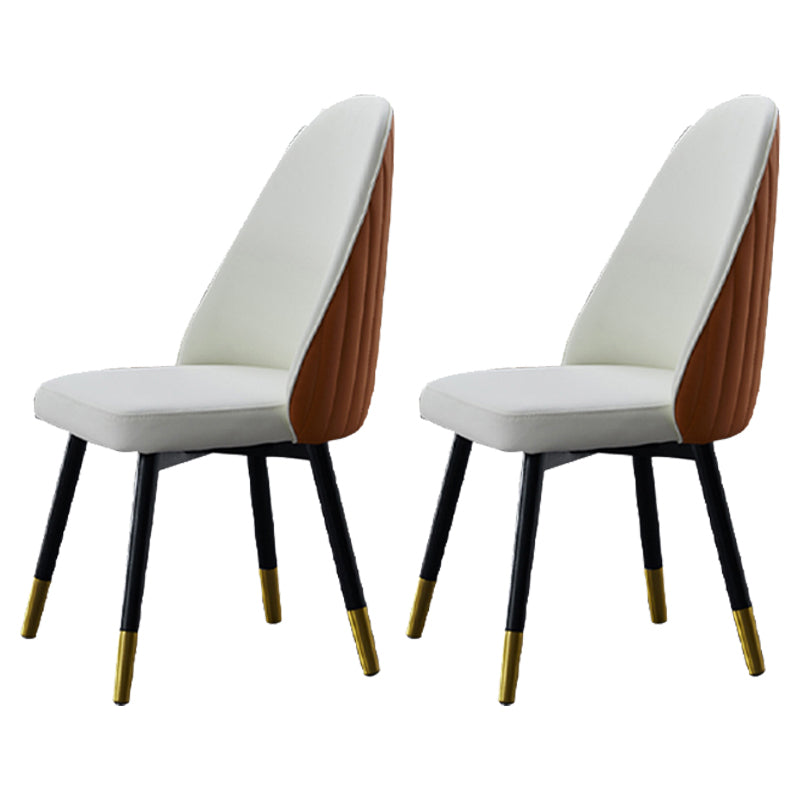 Nordic Glam Style Leather Dining Chair Parsons Chair with Wooden Legs for Kitchen