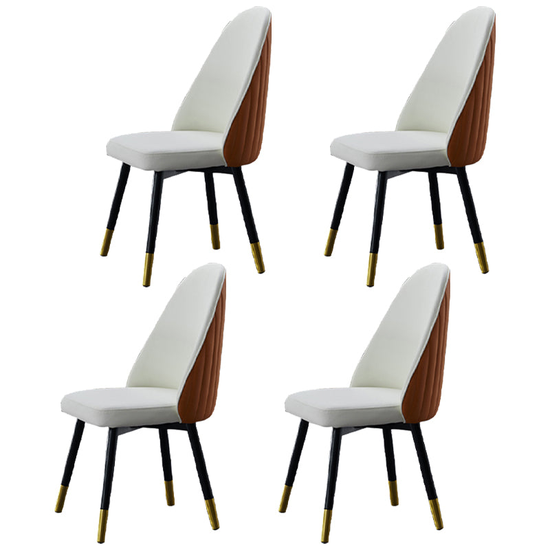 Nordic Glam Style Leather Dining Chair Parsons Chair with Wooden Legs for Kitchen
