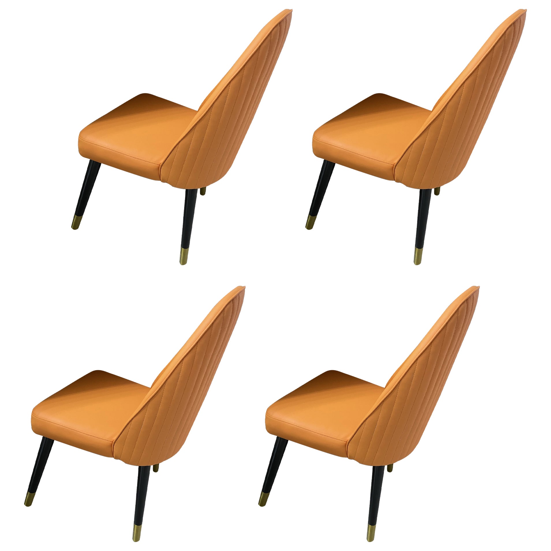 Nordic Glam Style Leather Dining Chair Parsons Chair with Wooden Legs for Kitchen