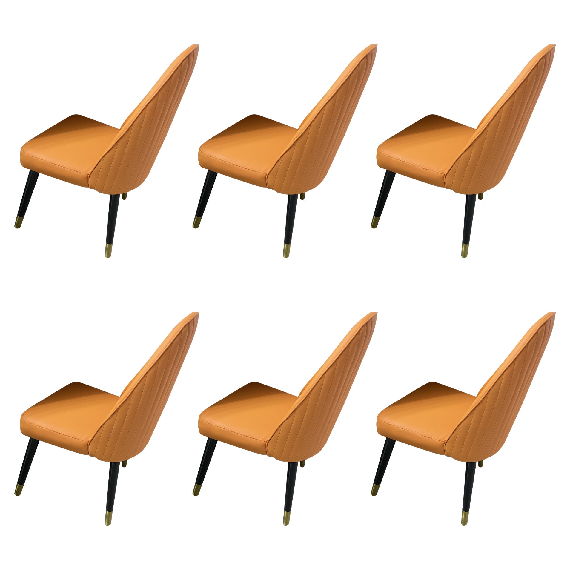 Nordic Glam Style Leather Dining Chair Parsons Chair with Wooden Legs for Kitchen