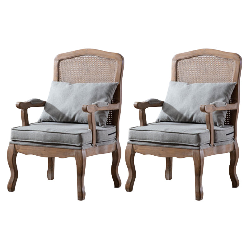 Country Style Dining Arm Chair Solid Back Chair with 4 Wood Legs for Home Use