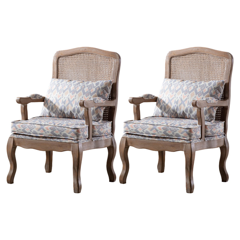 Country Style Dining Arm Chair Solid Back Chair with 4 Wood Legs for Home Use