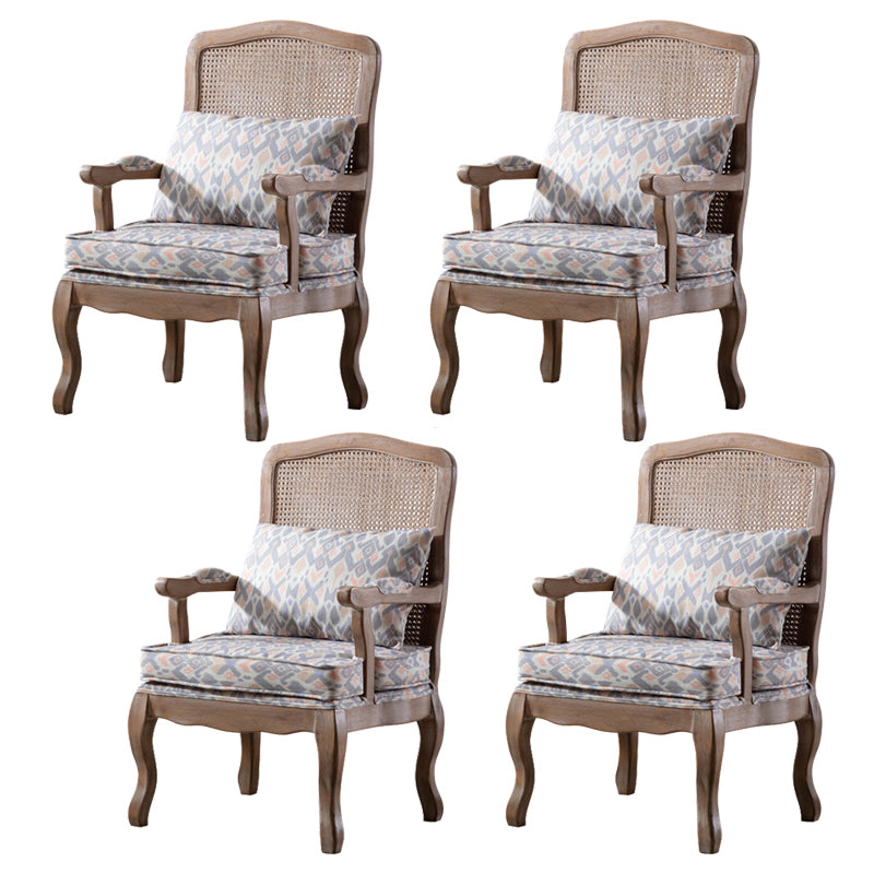Country Style Dining Arm Chair Solid Back Chair with 4 Wood Legs for Home Use