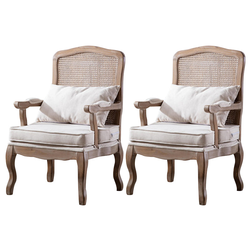 Country Style Dining Arm Chair Solid Back Chair with 4 Wood Legs for Home Use