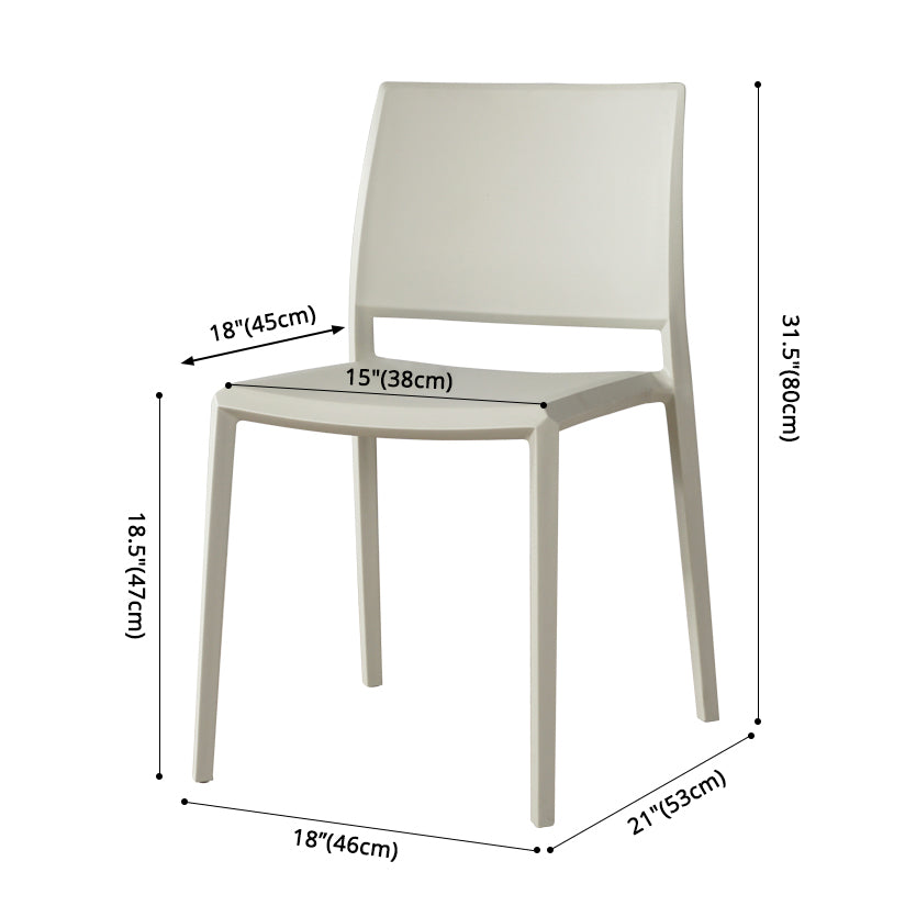 Nordic Style Armless Plastic Dining Room Chairs Open Back Dining Side Chair