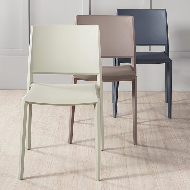 Nordic Style Armless Plastic Dining Room Chairs Open Back Dining Side Chair