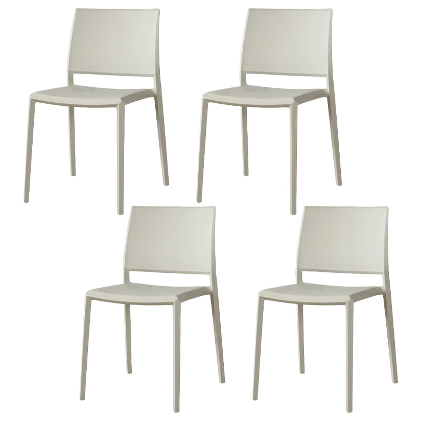 Nordic Style Armless Plastic Dining Room Chairs Open Back Dining Side Chair