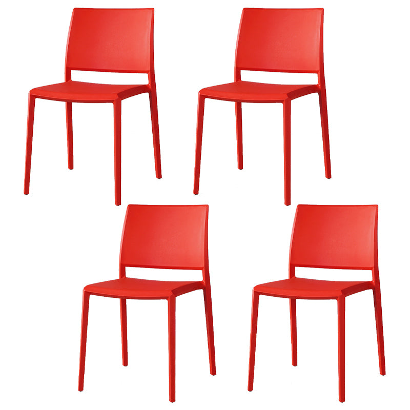 Nordic Style Armless Plastic Dining Room Chairs Open Back Dining Side Chair