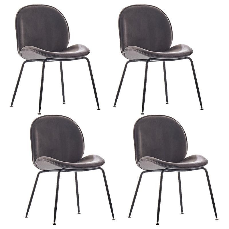 Upholstered Velvet Armless Dining Chairs Solid Back Side Chair with Metal Legs