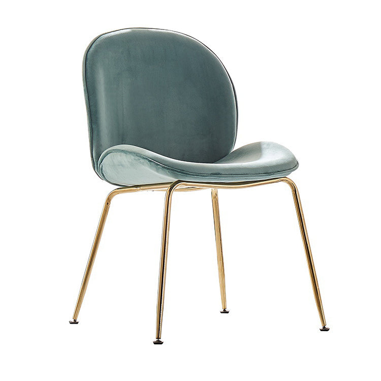 Upholstered Velvet Armless Dining Chairs Solid Back Side Chair with Metal Legs