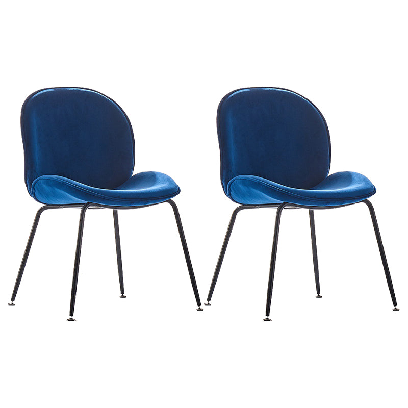 Upholstered Velvet Armless Dining Chairs Solid Back Side Chair with Metal Legs