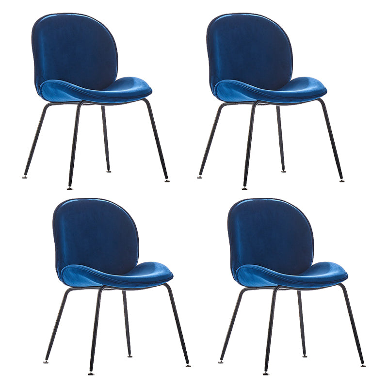 Upholstered Velvet Armless Dining Chairs Solid Back Side Chair with Metal Legs
