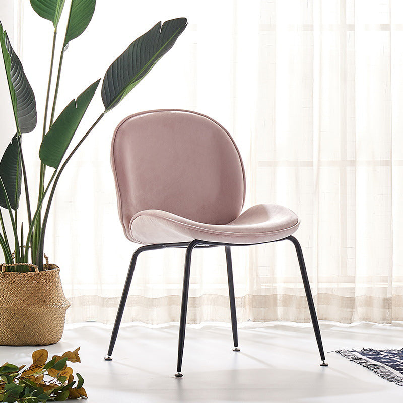 Upholstered Velvet Armless Dining Chairs Solid Back Side Chair with Metal Legs