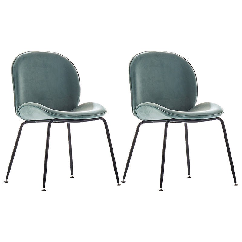 Upholstered Velvet Armless Dining Chairs Solid Back Side Chair with Metal Legs